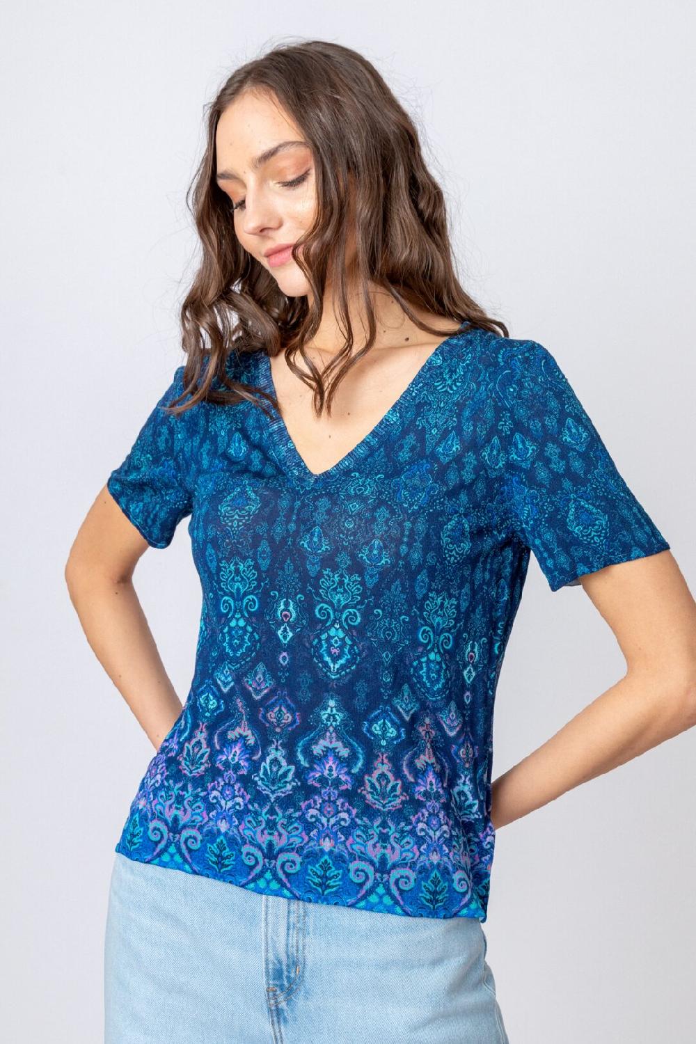 Ivko Woman Printed Pullover Ornament Motif Navy