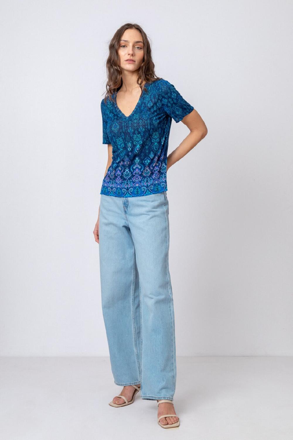 ivko woman Printed Pullover Ornament Motif Navy