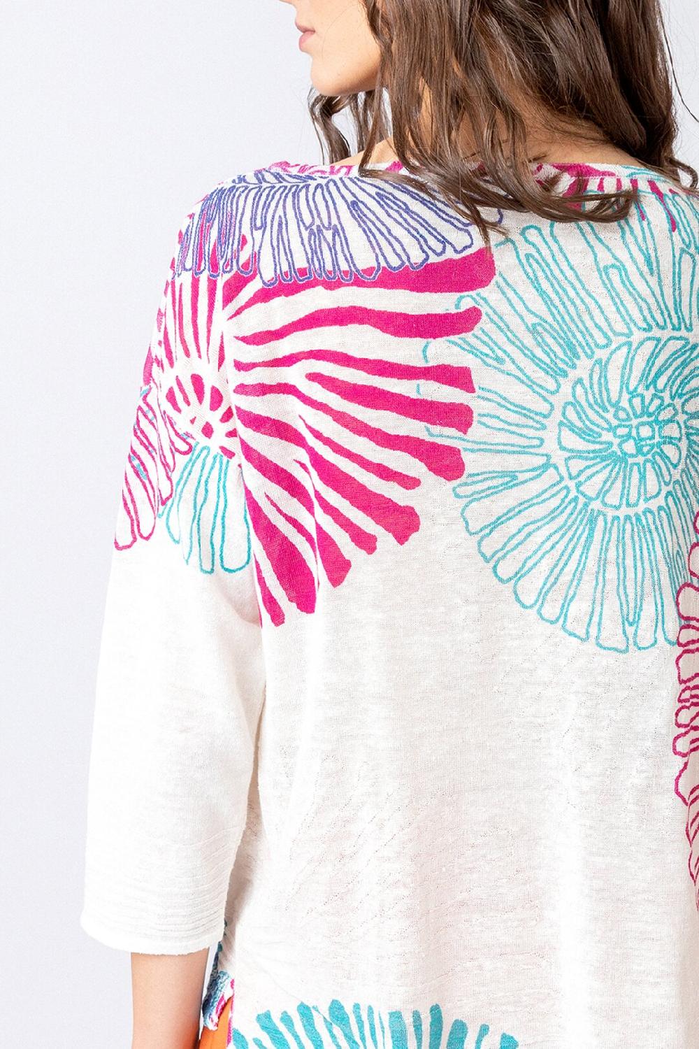 Ivko Woman Printed Pullover Sea Shell Motif Blue