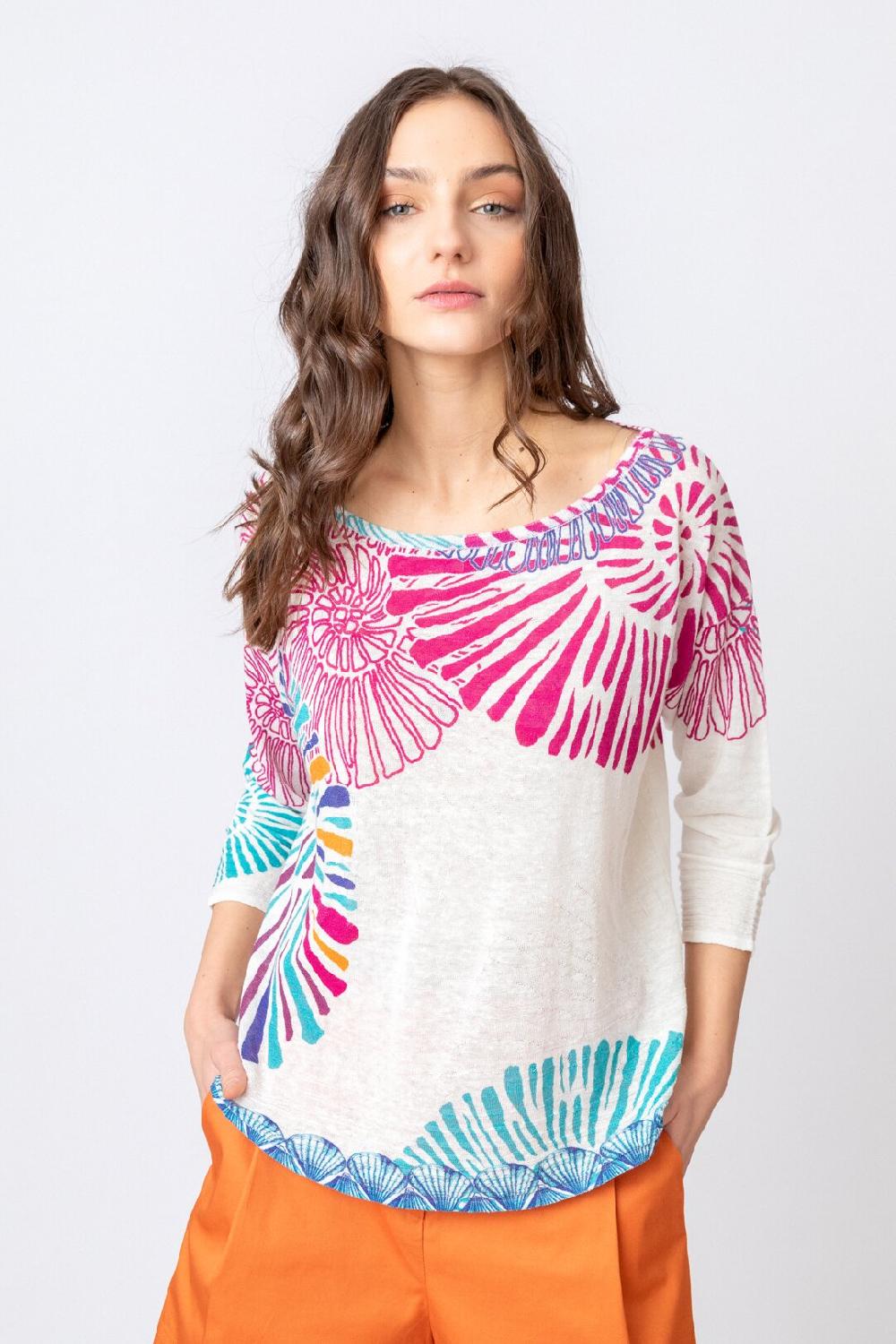 ivko woman Printed Pullover Sea Shell Motif Blue