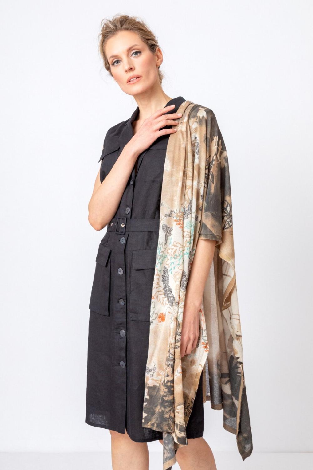 Ivko Woman Printed Scarf Herba Motif Beige