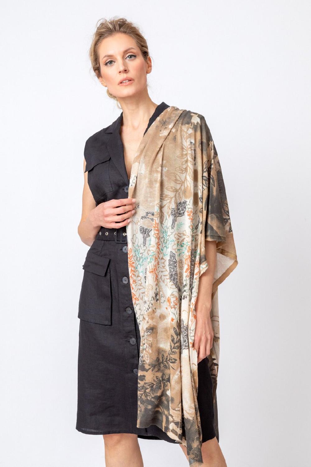 ivko woman Printed Scarf Herba Motif Beige