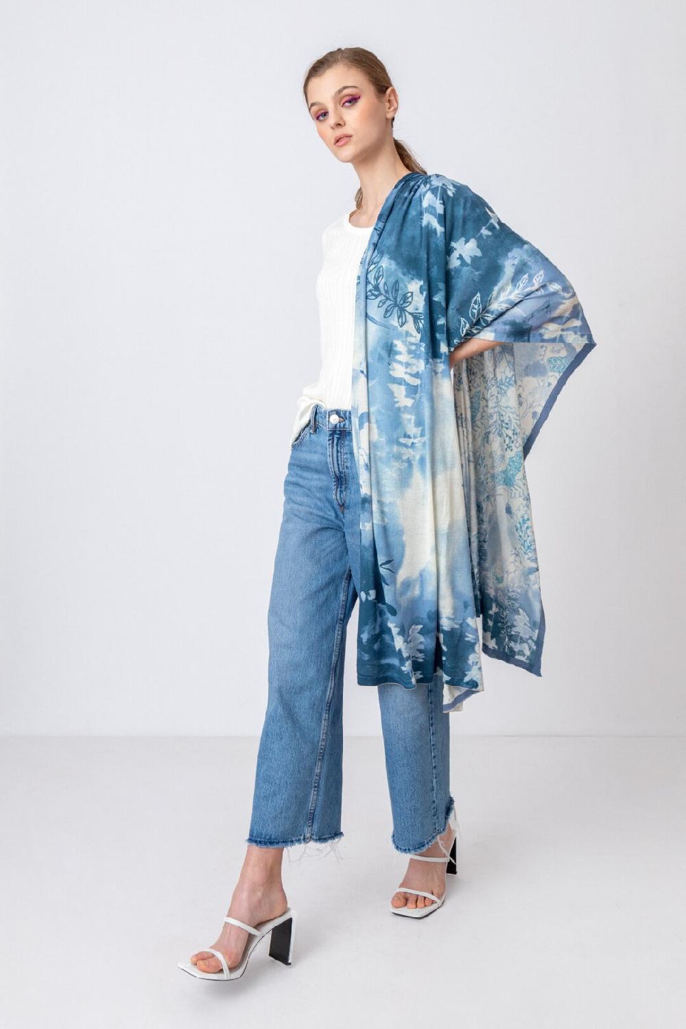 ivko woman Printed Scarf Herba Motif StoneBlue