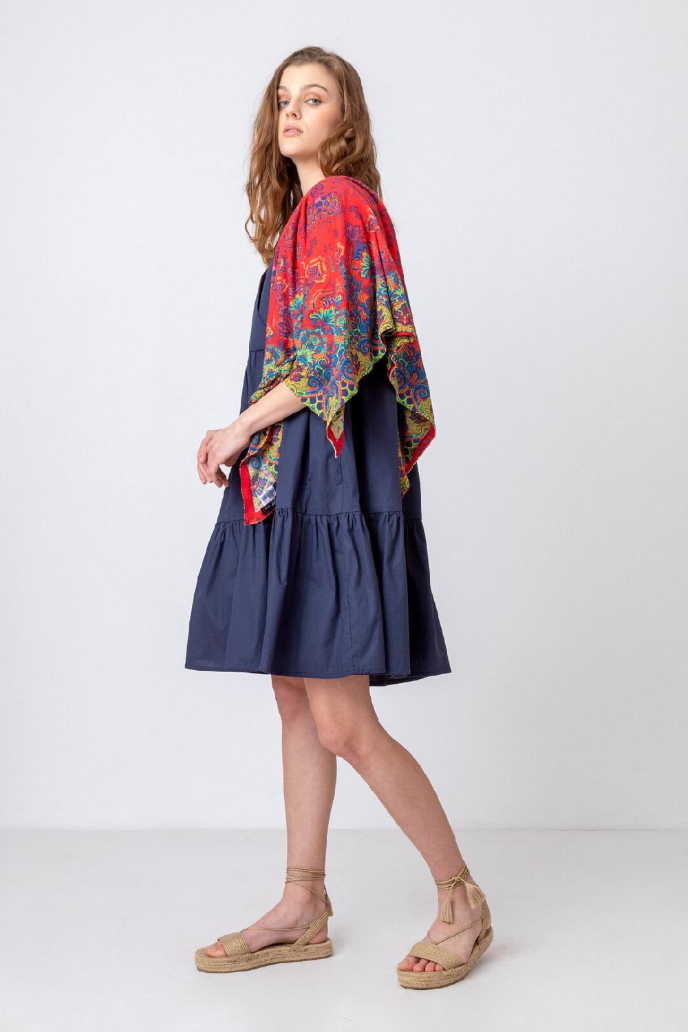 Ivko Woman Printed Shawl Ornament Motif Red