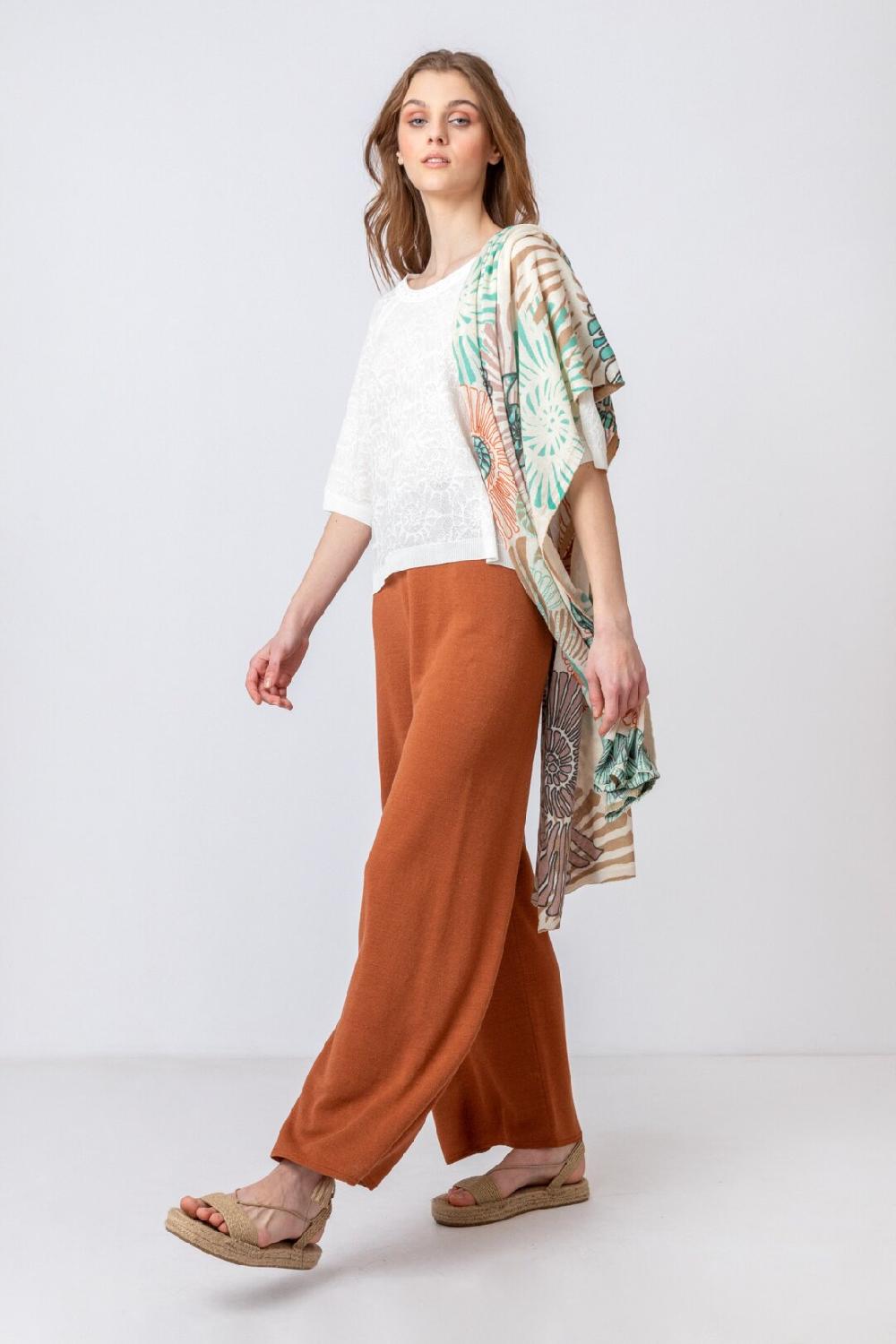 ivko woman Printed Shawl Sea Shell Motif Off-White