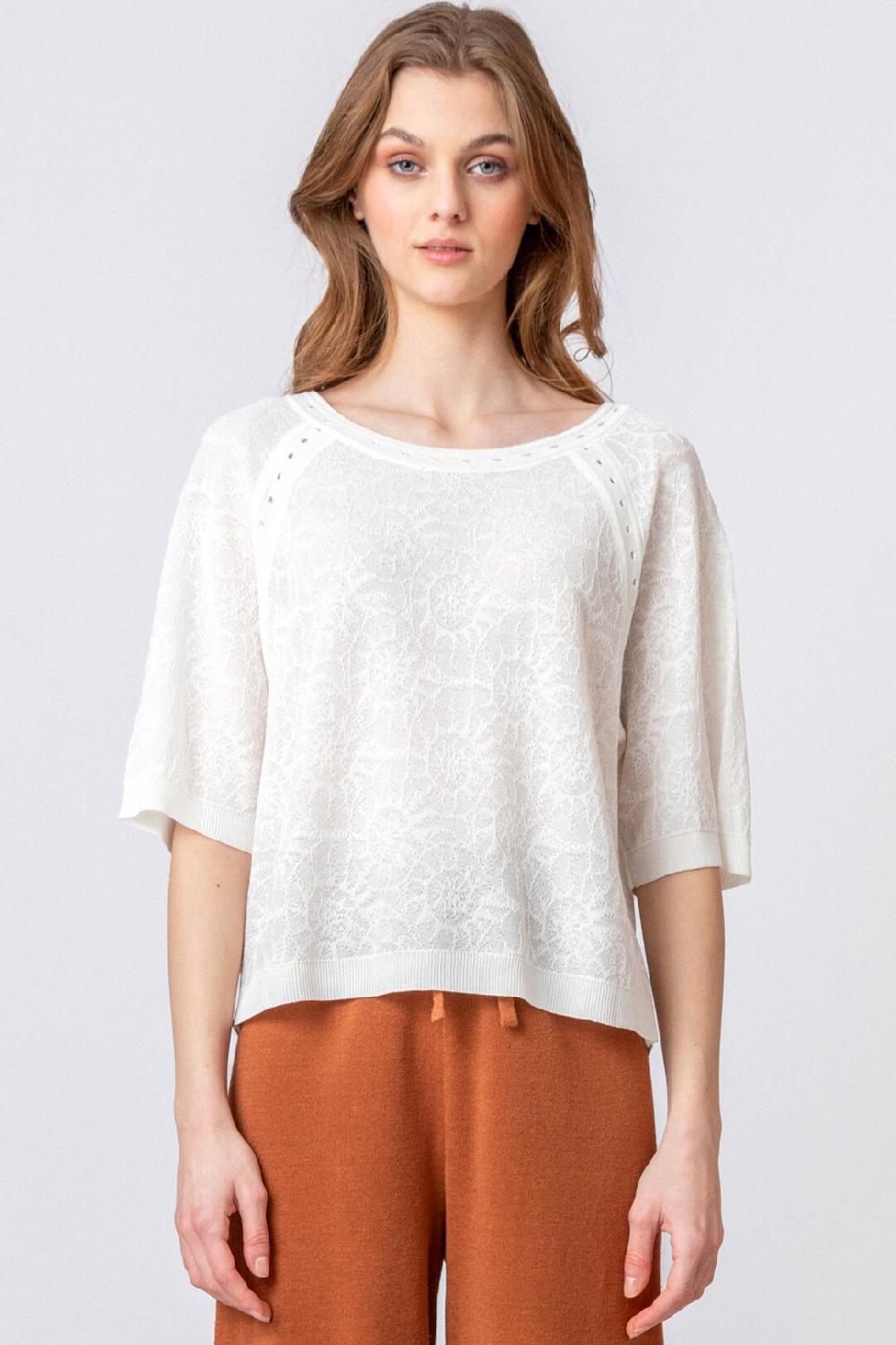 ivko woman Pullover Sea Shell Pattern Off-White