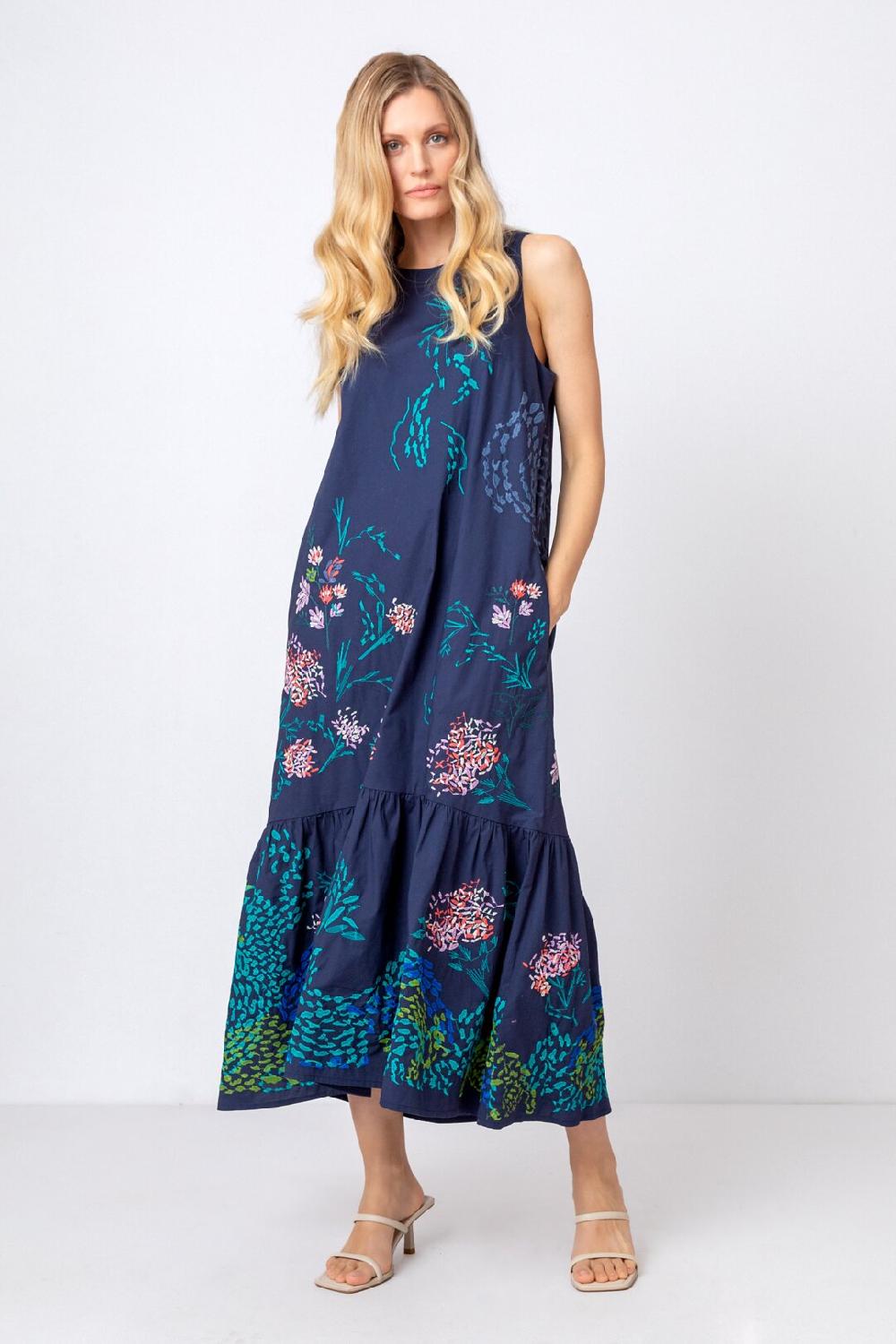 ivko woman Ruffled Dress Sleeveless Navy