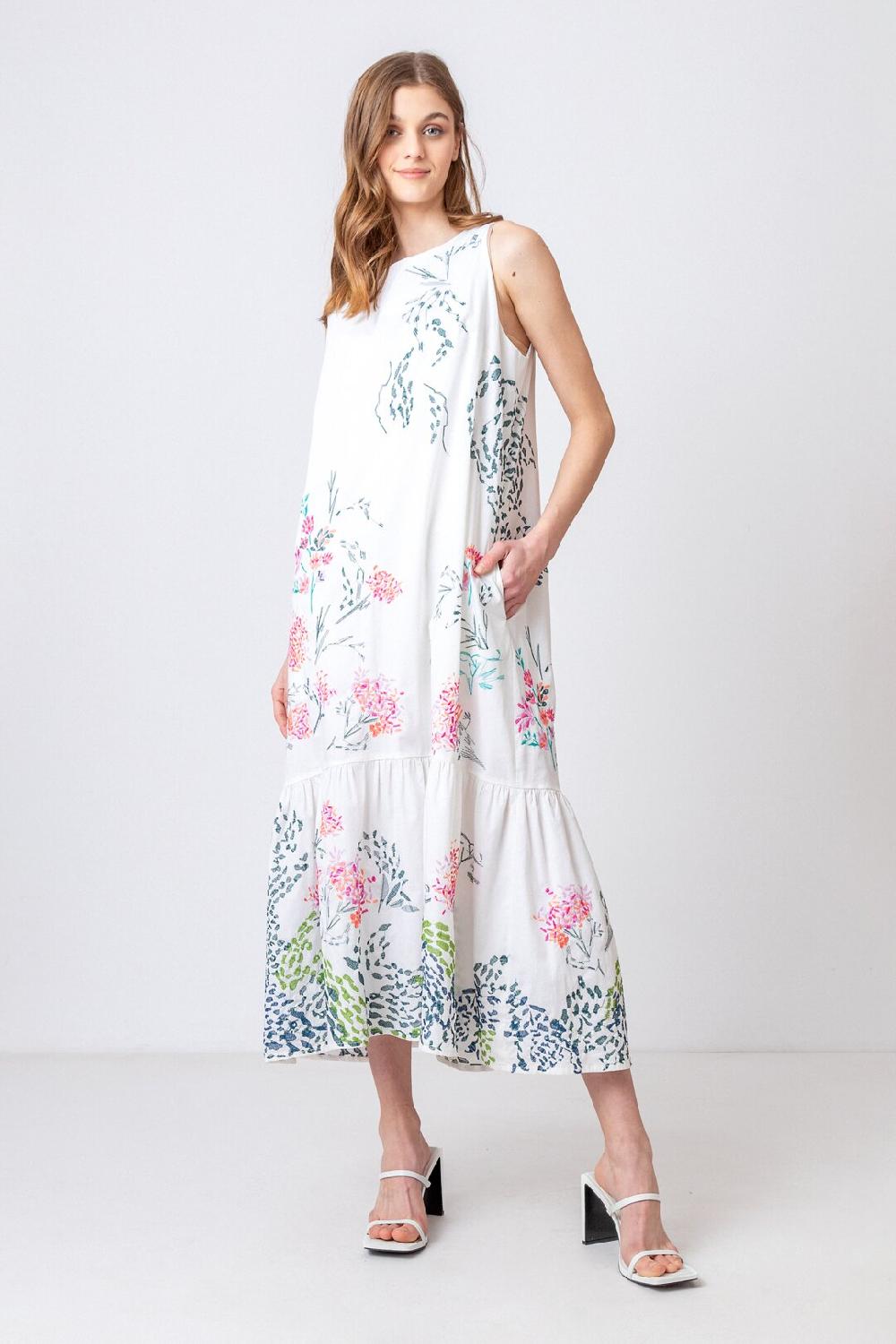 ivko woman Ruffled Dress Sleeveless Off-White