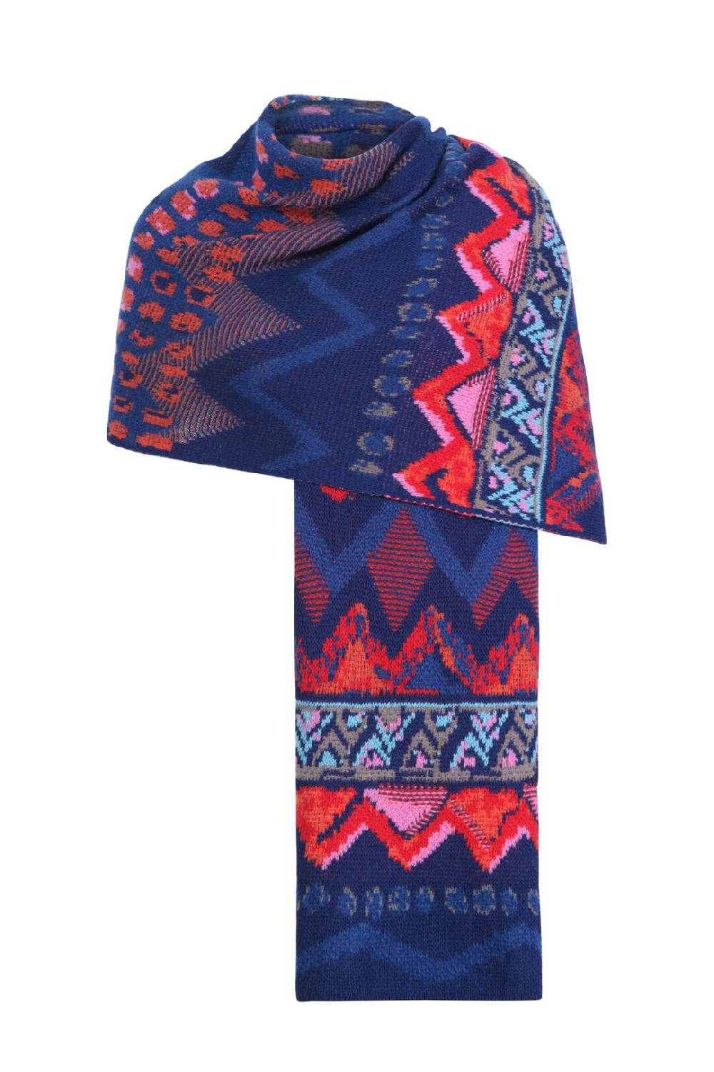 Ivko Woman Scarf Artistic Pattern Navy