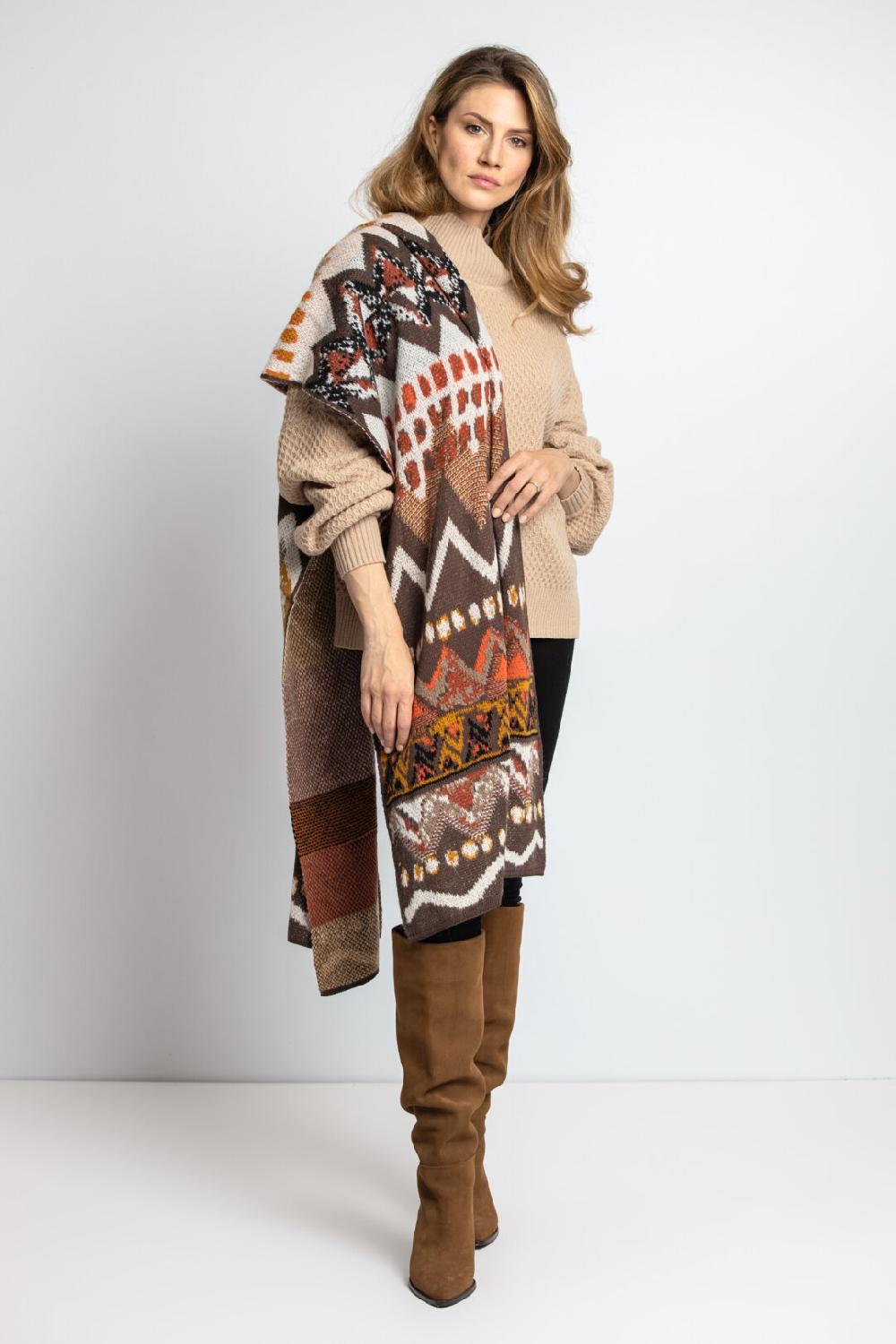 Ivko Woman Scarf Artistic Pattern Nougat