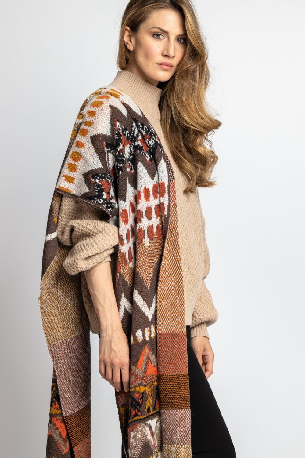 Ivko Woman Scarf Artistic Pattern Nougat