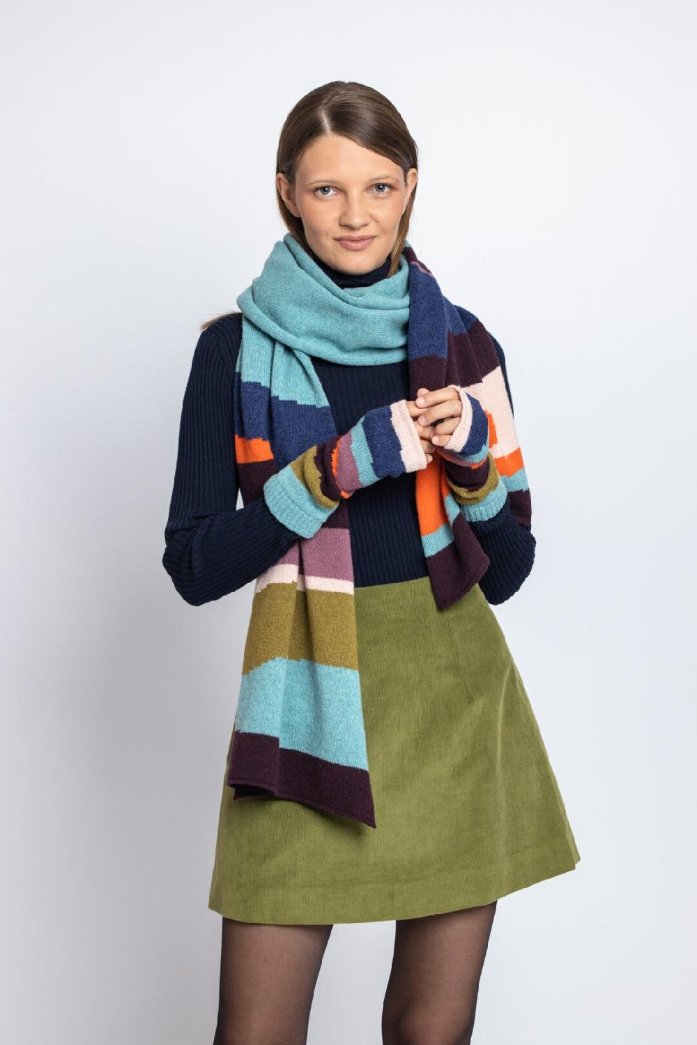 Ivko Woman Scarf Color Blocking Sky