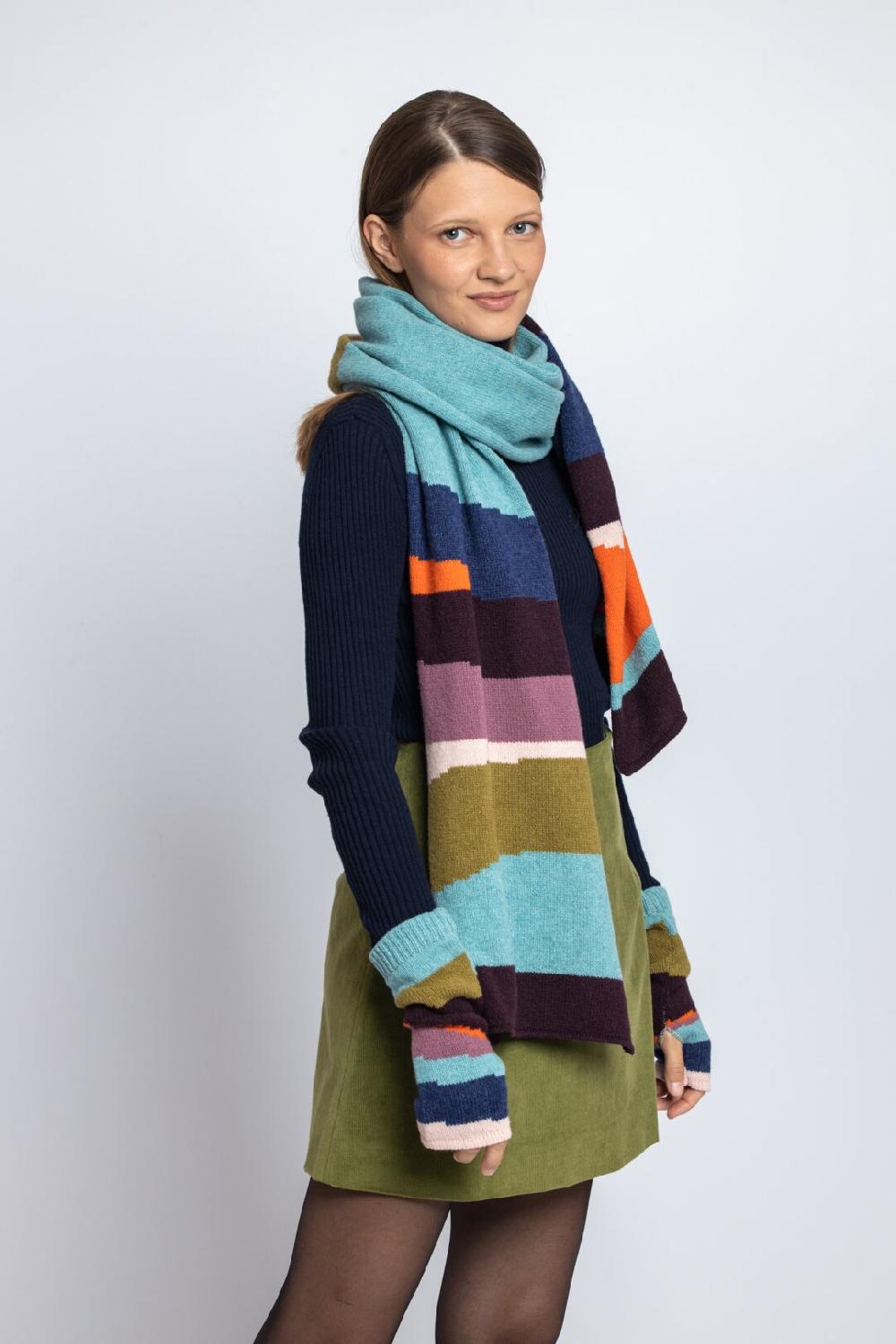 Ivko Woman Scarf Color Blocking Sky