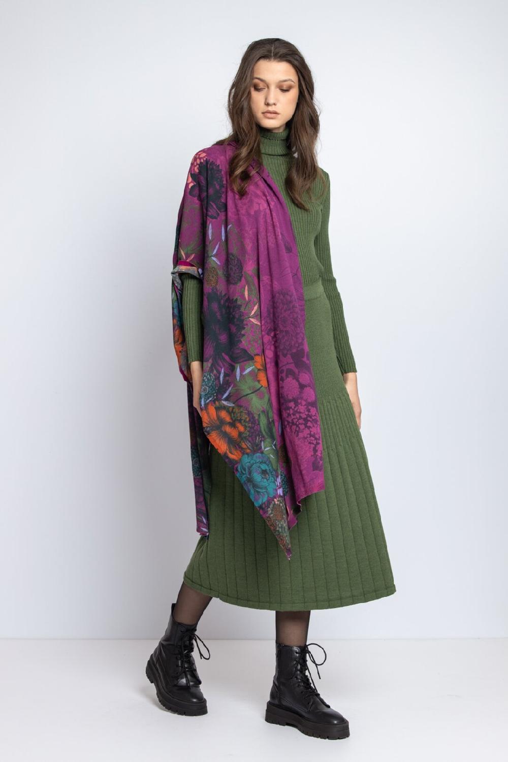 Ivko Woman Scarf Floral Pattern Magenta