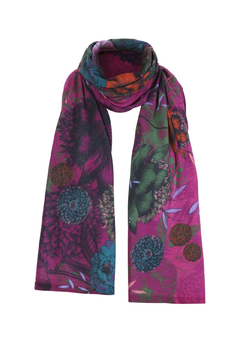 Ivko Woman Scarf Floral Pattern Magenta