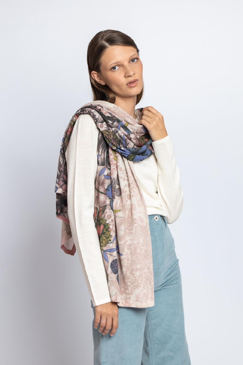 Ivko Woman Scarf Floral Pattern Off-White