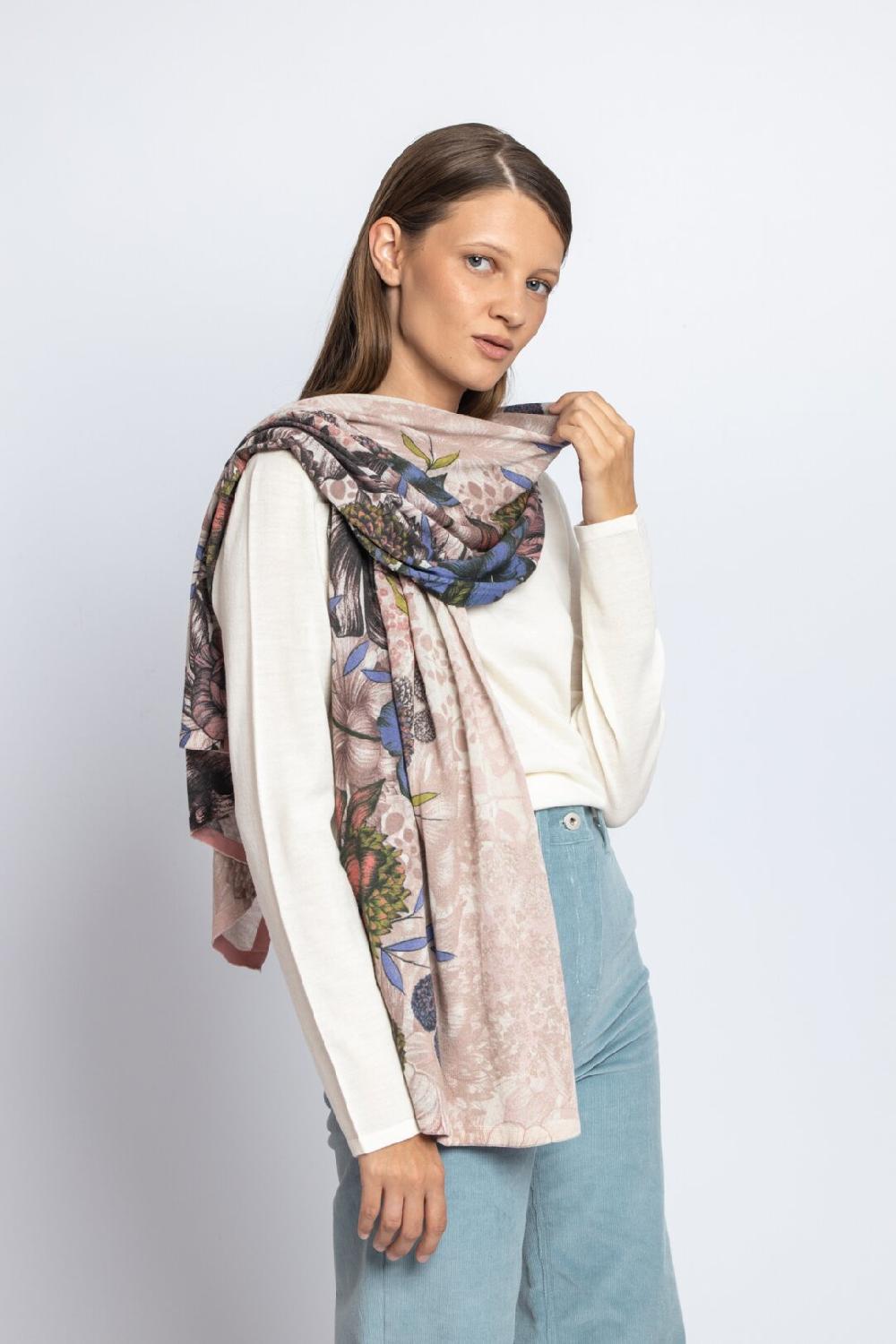 Ivko Woman Scarf Floral Pattern Off-White