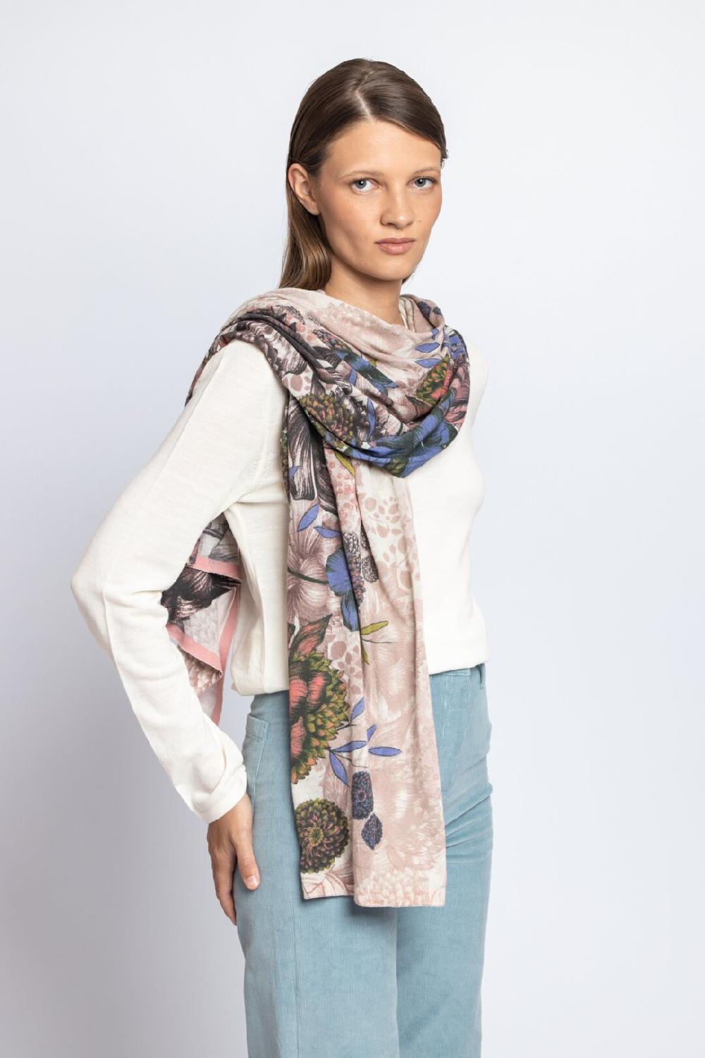 ivko woman Scarf Floral Pattern Off-White
