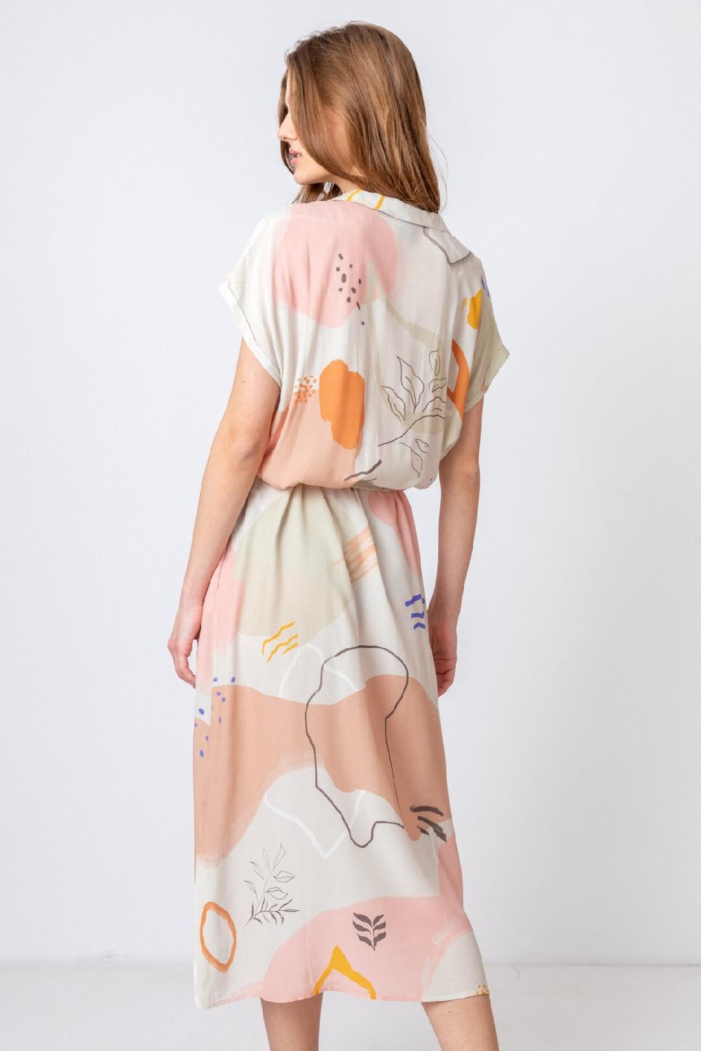 Ivko Woman Shirt Dress Graphics Pattern Nougat