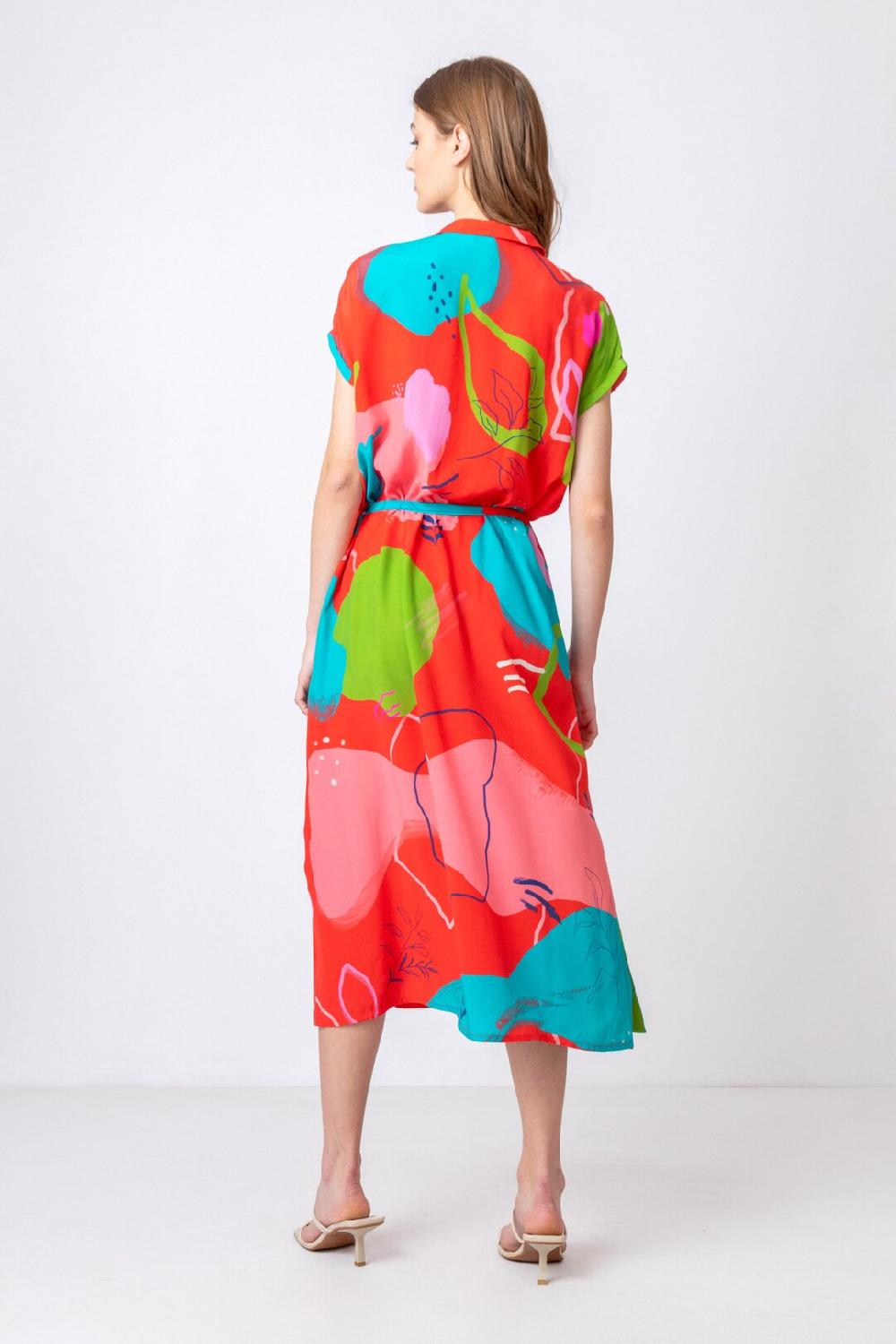 Ivko Woman Shirt Dress Graphics Pattern Red
