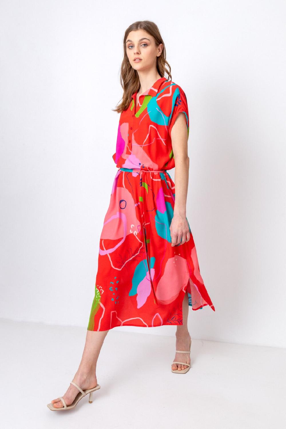 Ivko Woman Shirt Dress Graphics Pattern Red