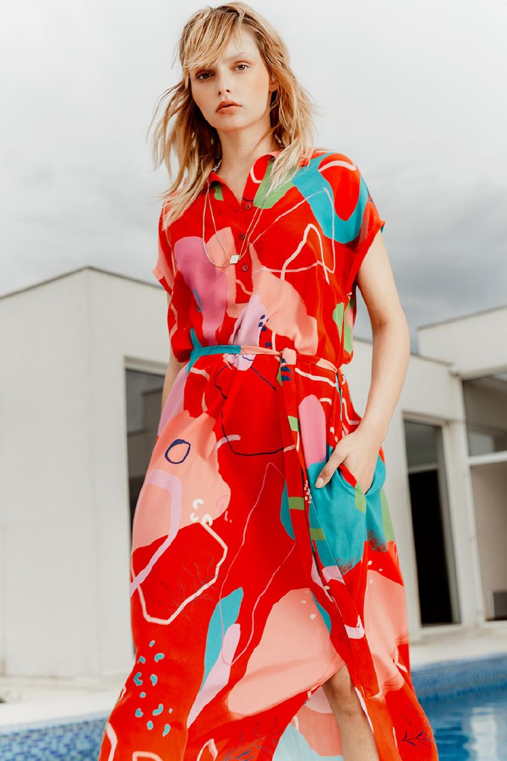 ivko woman Shirt Dress Graphics Pattern Red