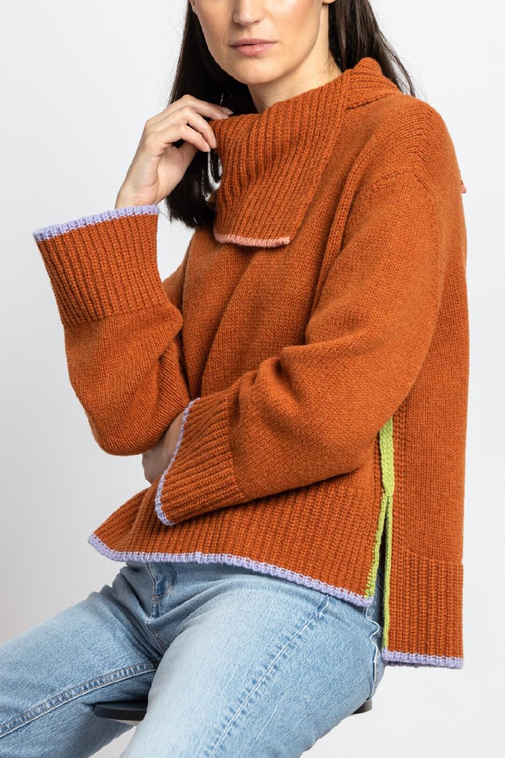 Ivko Woman Solid Roll-Neck Pullover Bronze