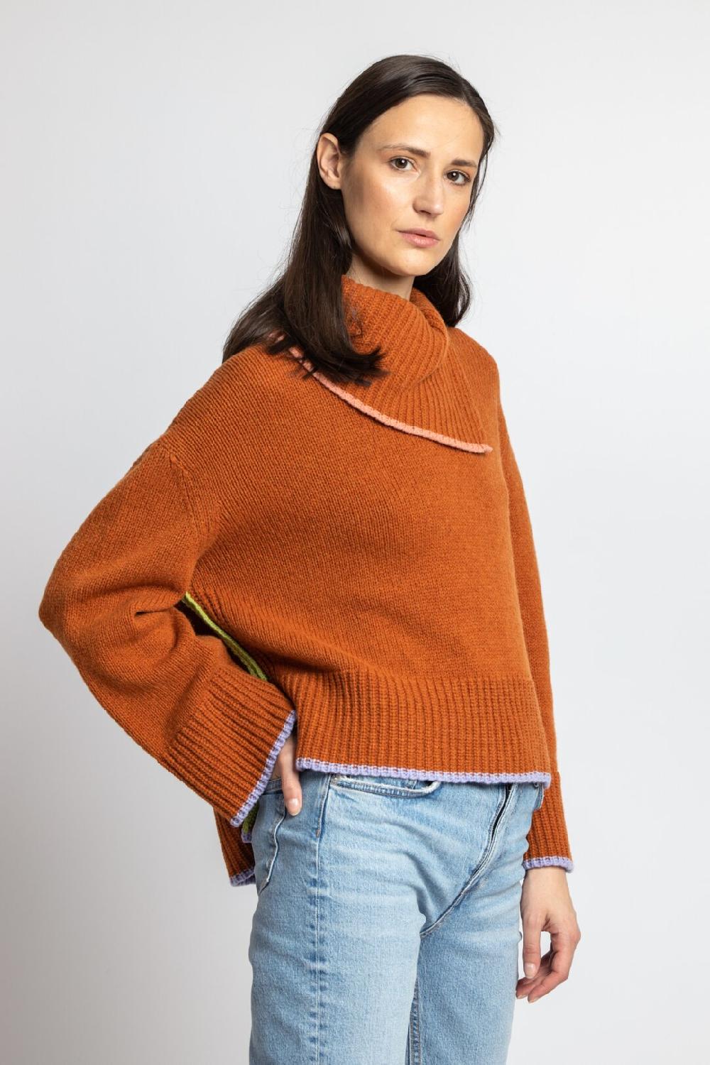 Ivko Woman Solid Roll-Neck Pullover Bronze