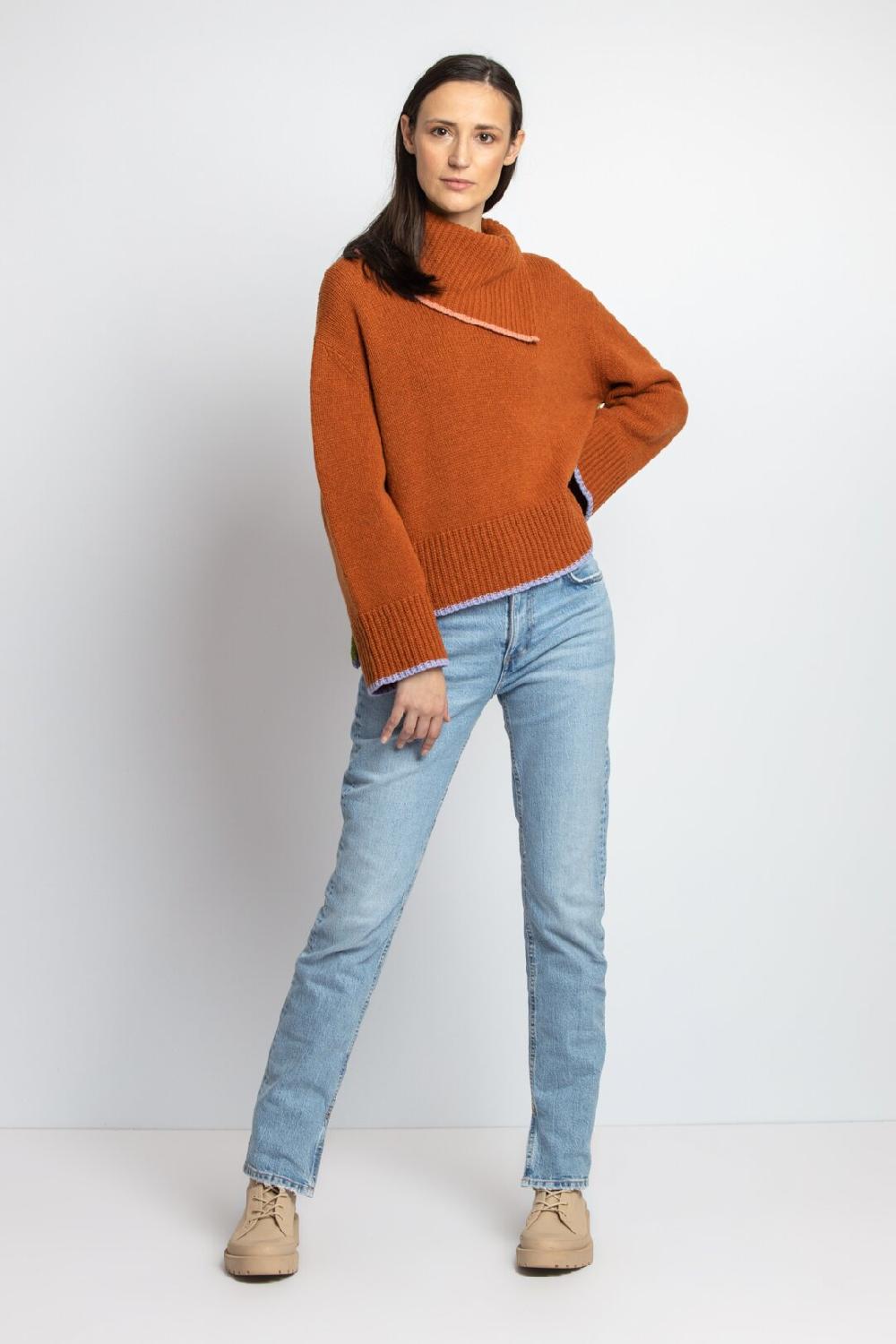 ivko woman Solid Roll-Neck Pullover Bronze