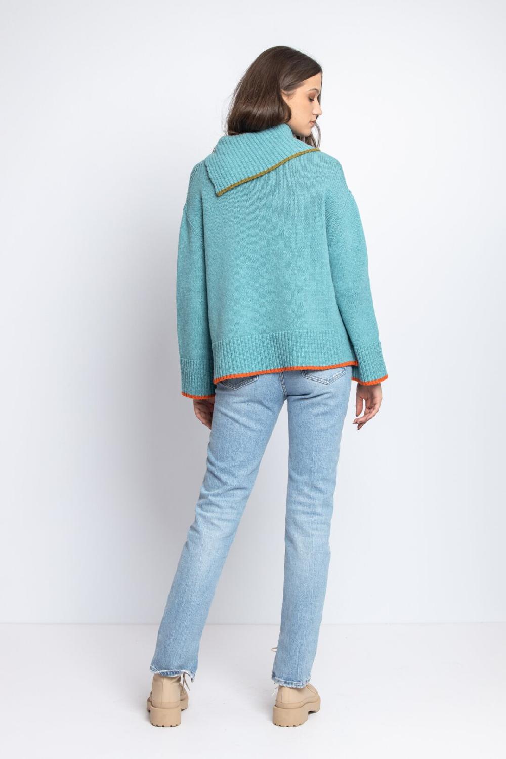 Ivko Woman Solid Roll-Neck Pullover Sky