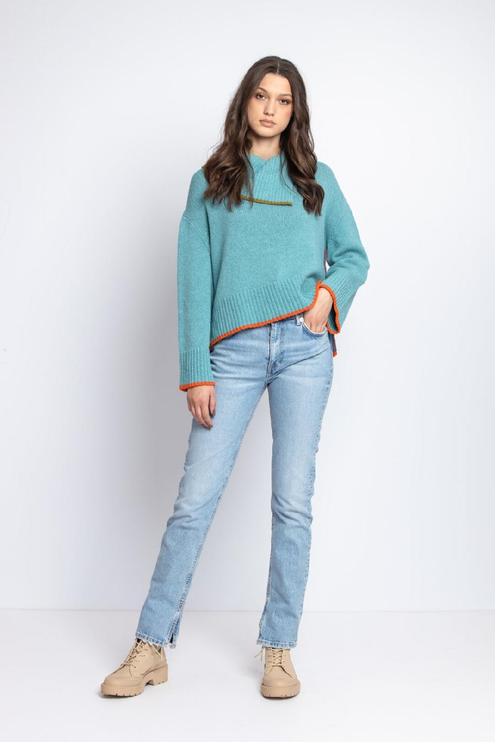 ivko woman Solid Roll-Neck Pullover Sky