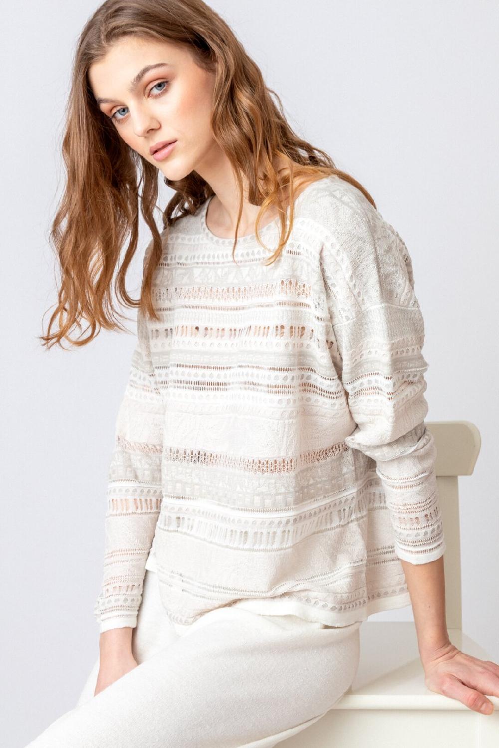ivko woman Stripe Pullover Nomad Pattern Off-White