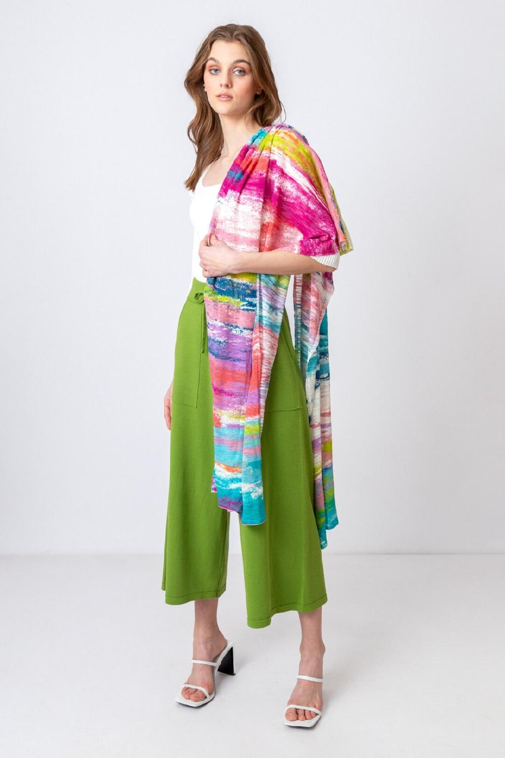 Ivko Woman Stripe Scarf Off-White