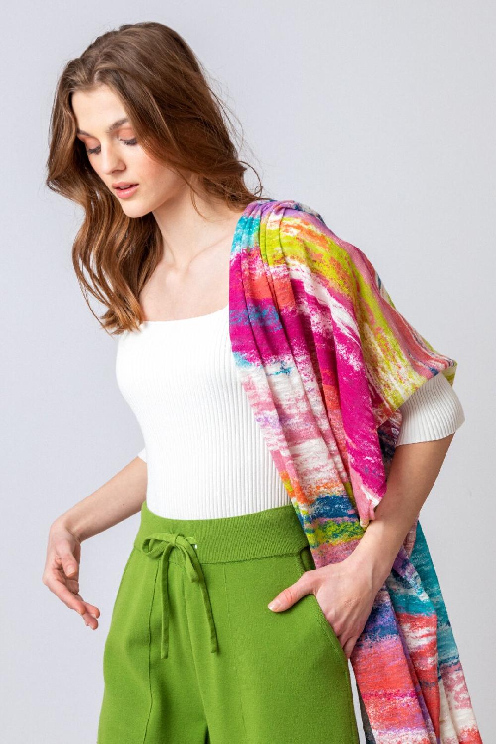 Ivko Woman Stripe Scarf Off-White