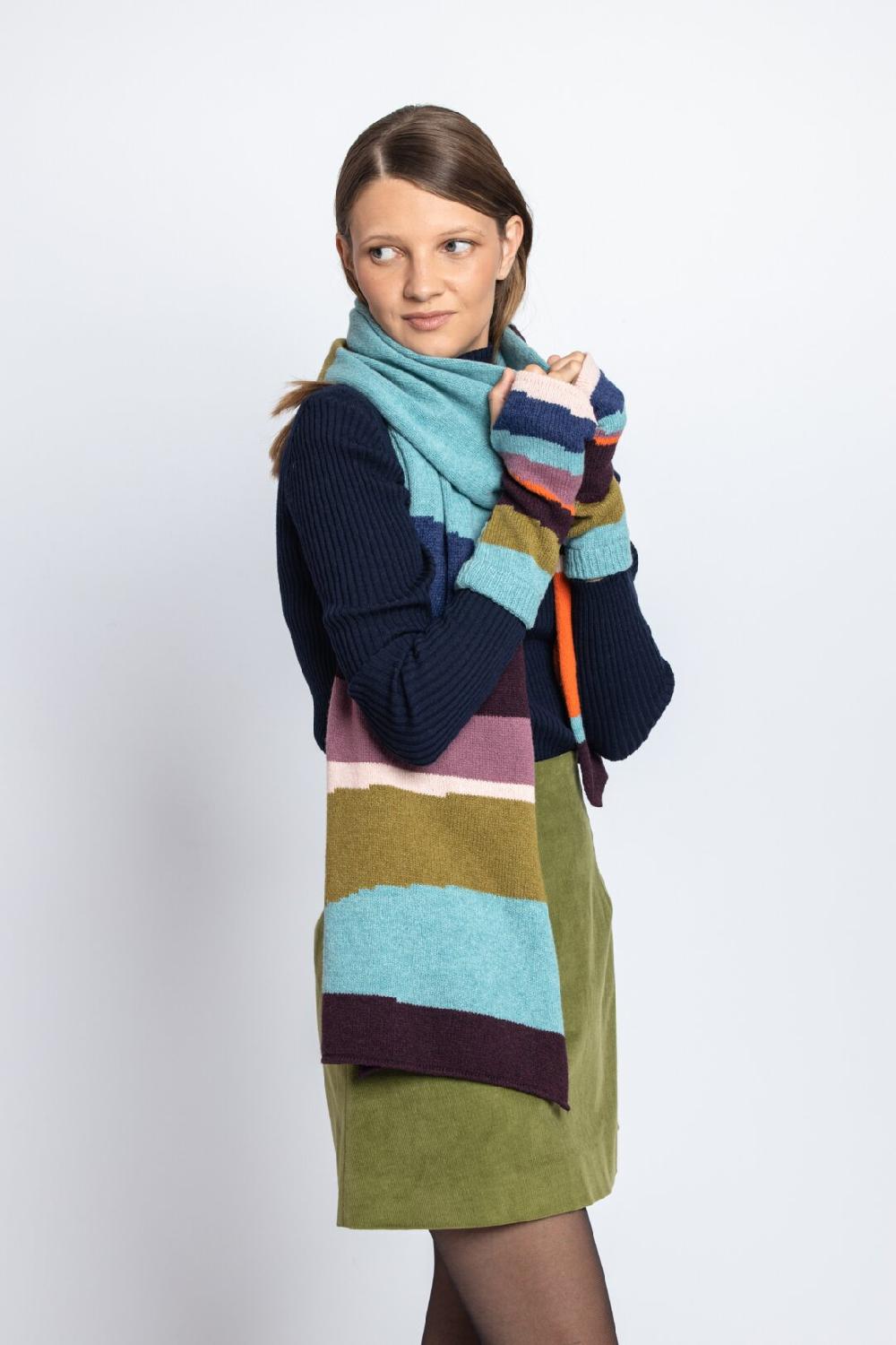 Ivko Woman Wrist Warmers Color Blocking Sky