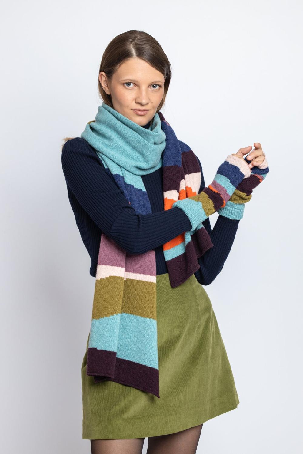 Ivko Woman Wrist Warmers Color Blocking Sky