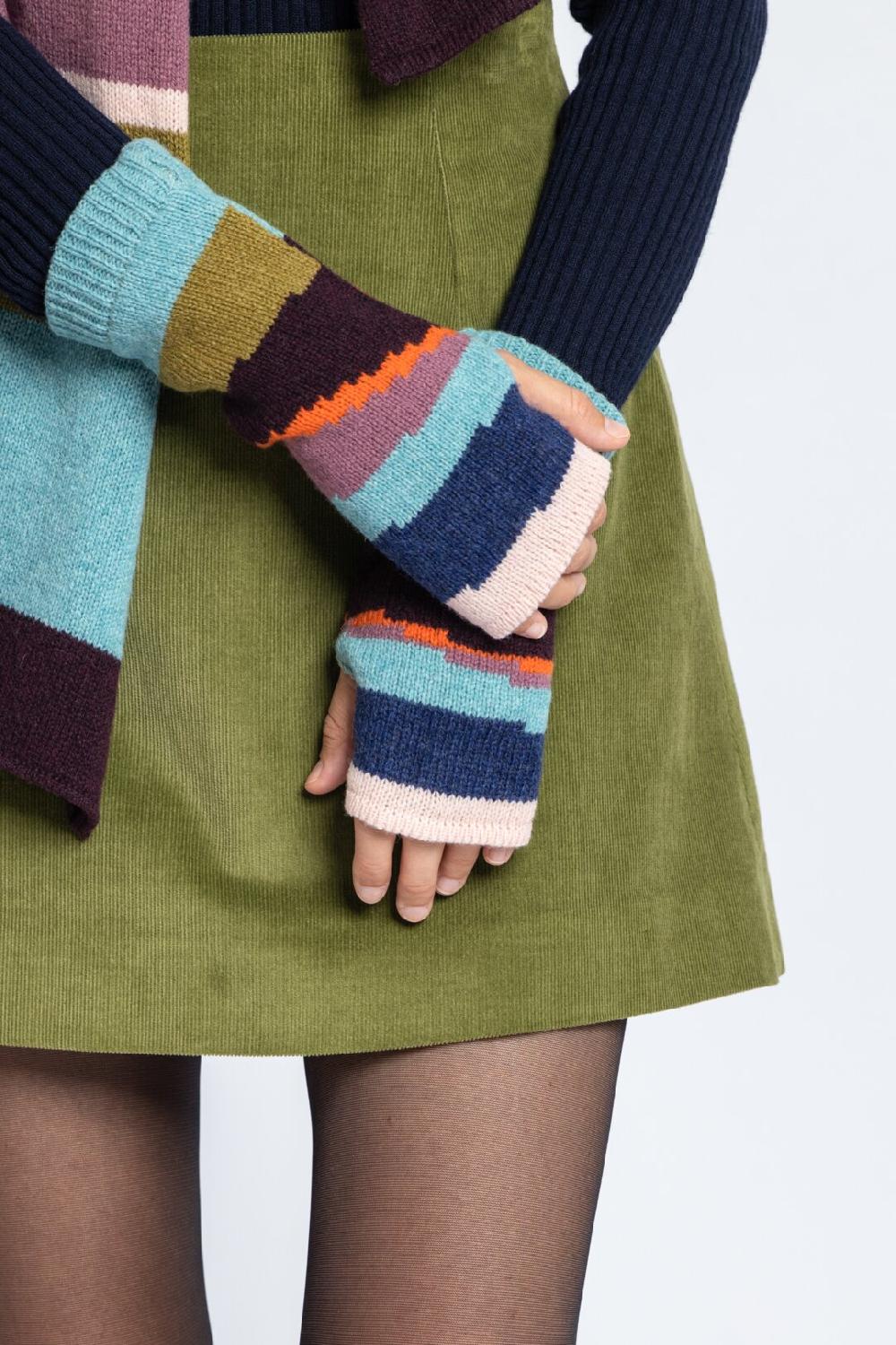 ivko woman Wrist Warmers Color Blocking Sky