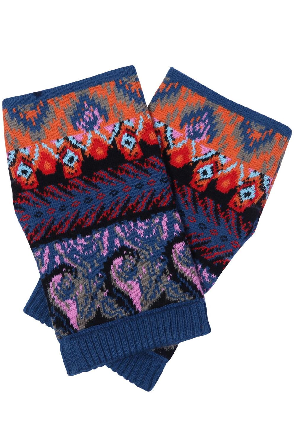 ivko woman Wrist Warmers Ornament Motif blue-gray