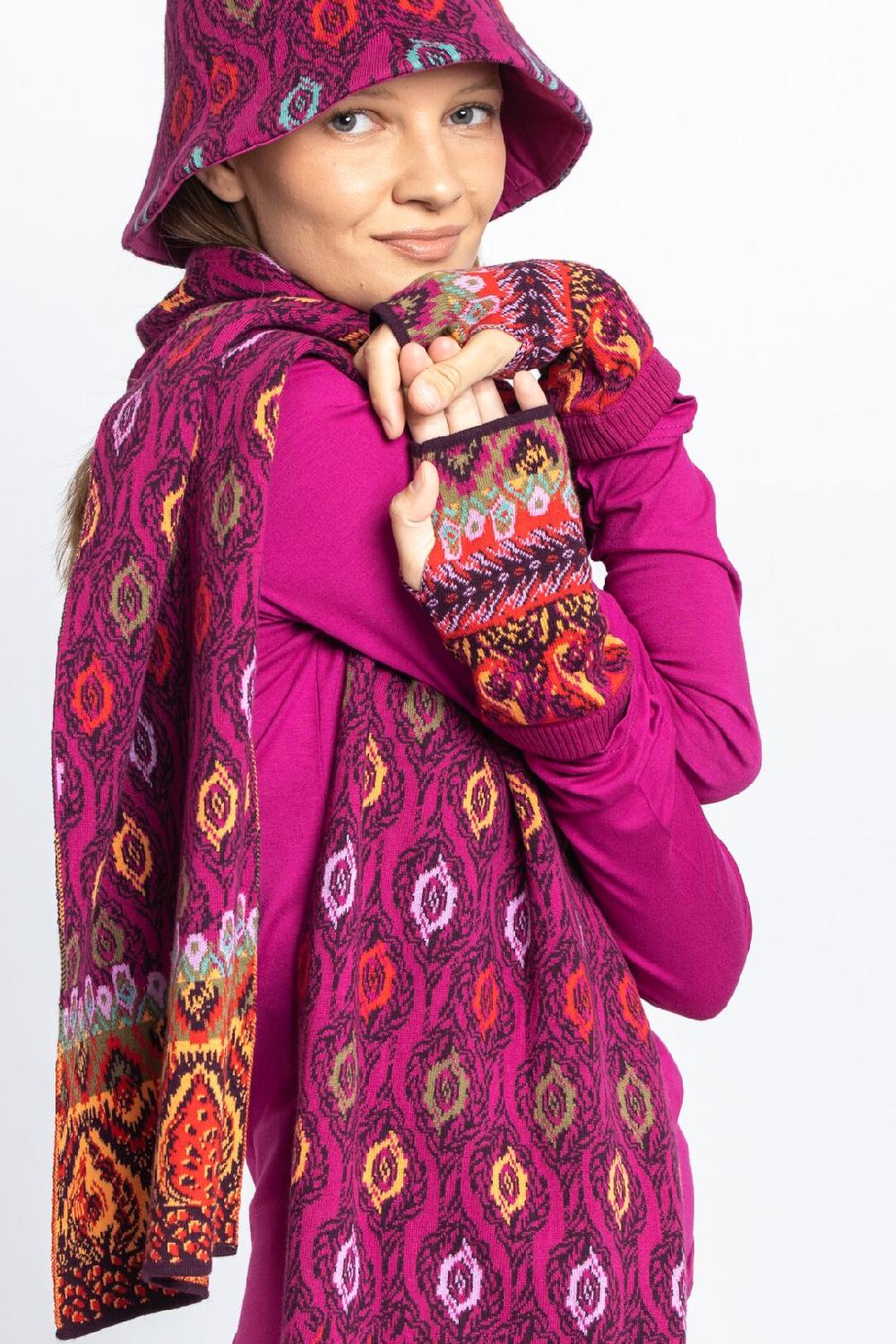 Ivko Woman Wrist Warmers Ornament Motif Magenta