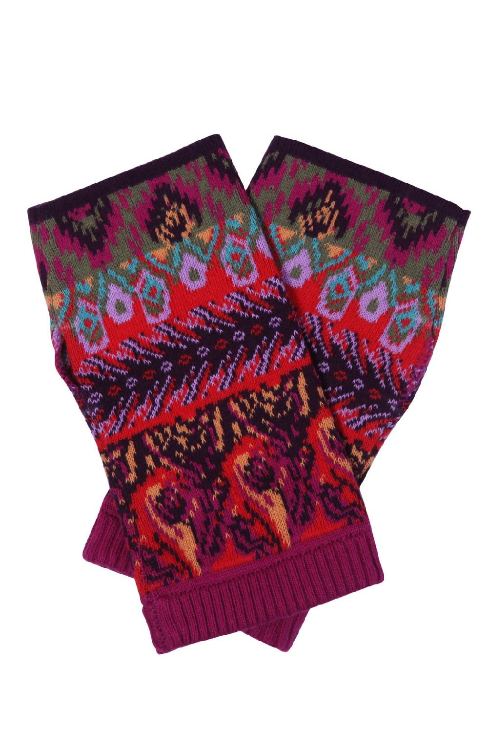 ivko woman Wrist Warmers Ornament Motif Magenta