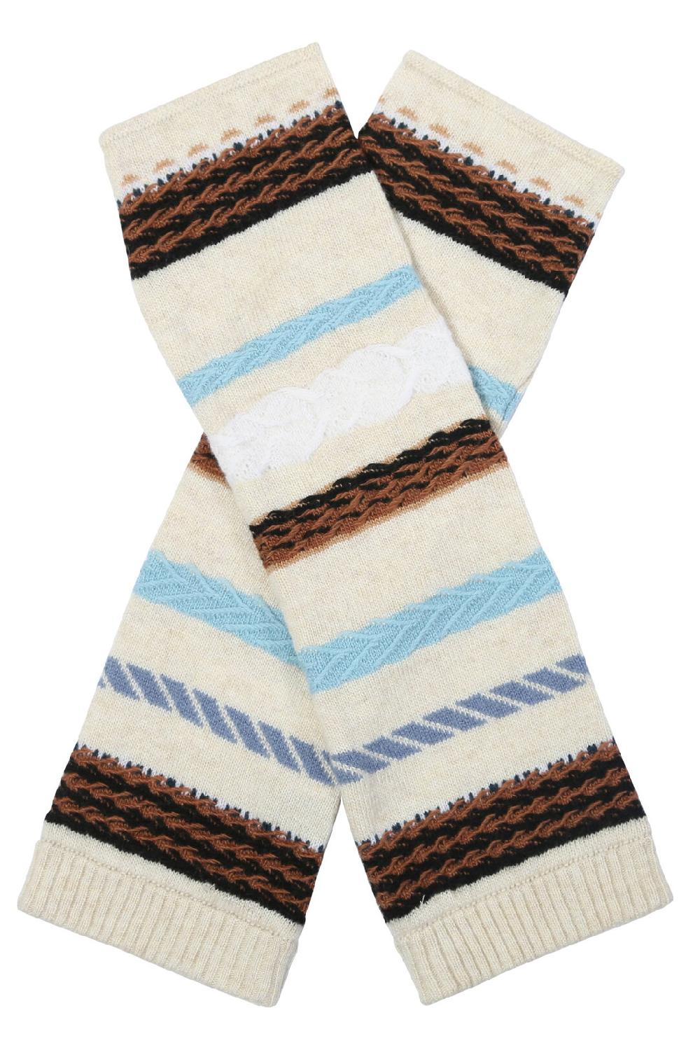 ivko woman Wrist Warmers Stripe Pattern Almond