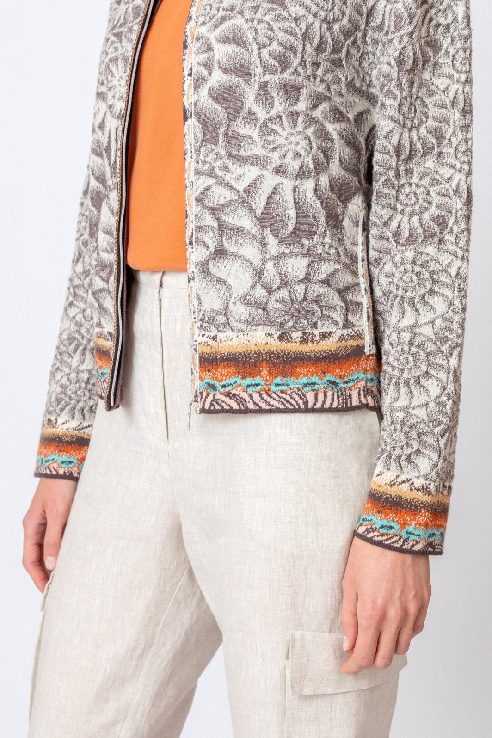 Ivko Woman Jacquard Cardigan Sea Shell Pattern Off-White