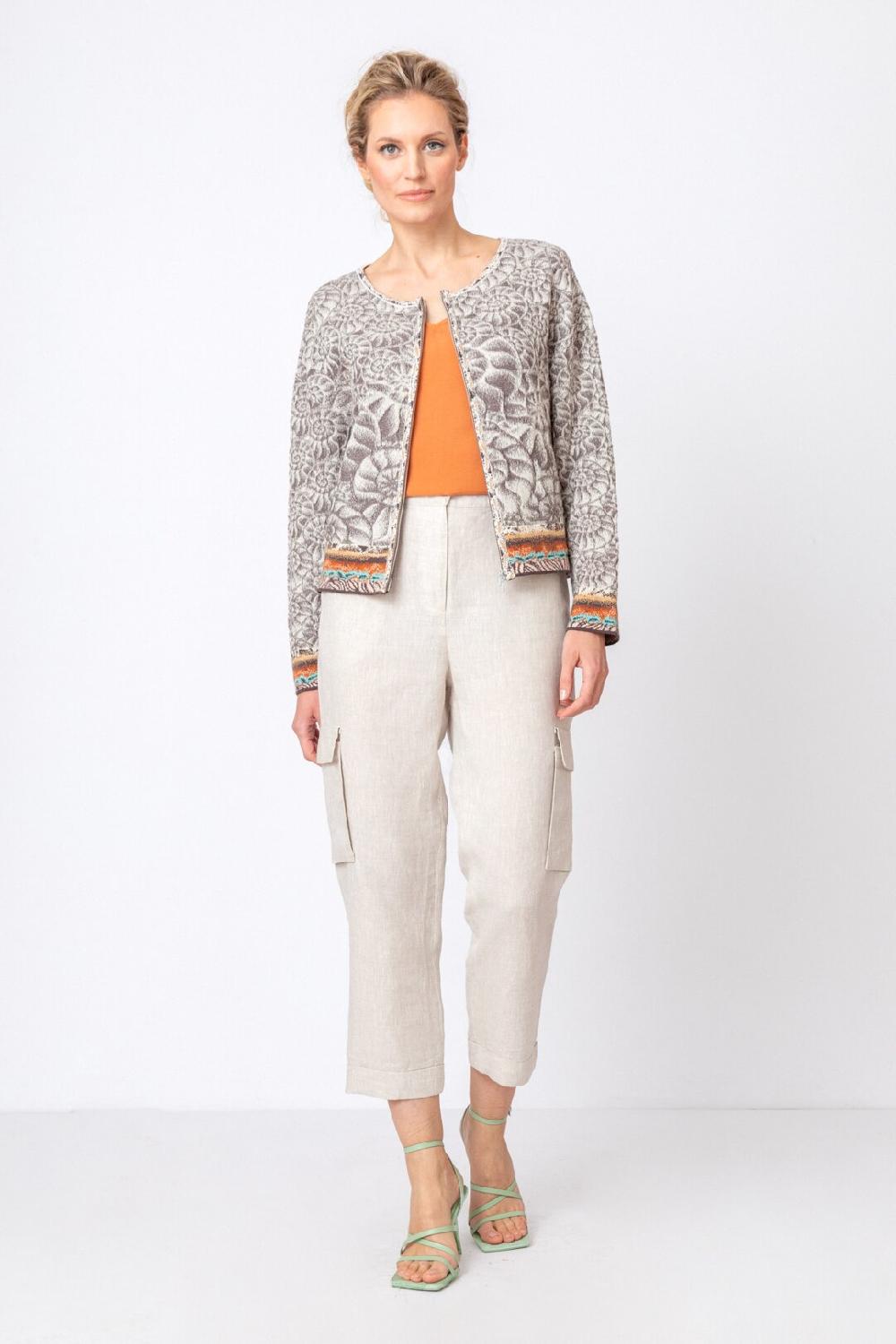 ivko woman Jacquard Cardigan Sea Shell Pattern Off-White