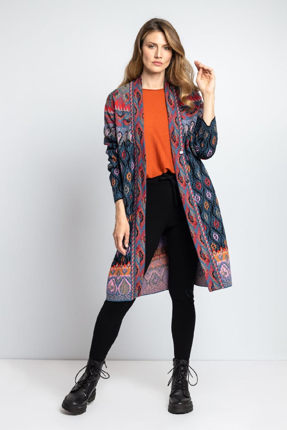 ivko woman Jacquard Coatigan Ornament Motif blue-gray