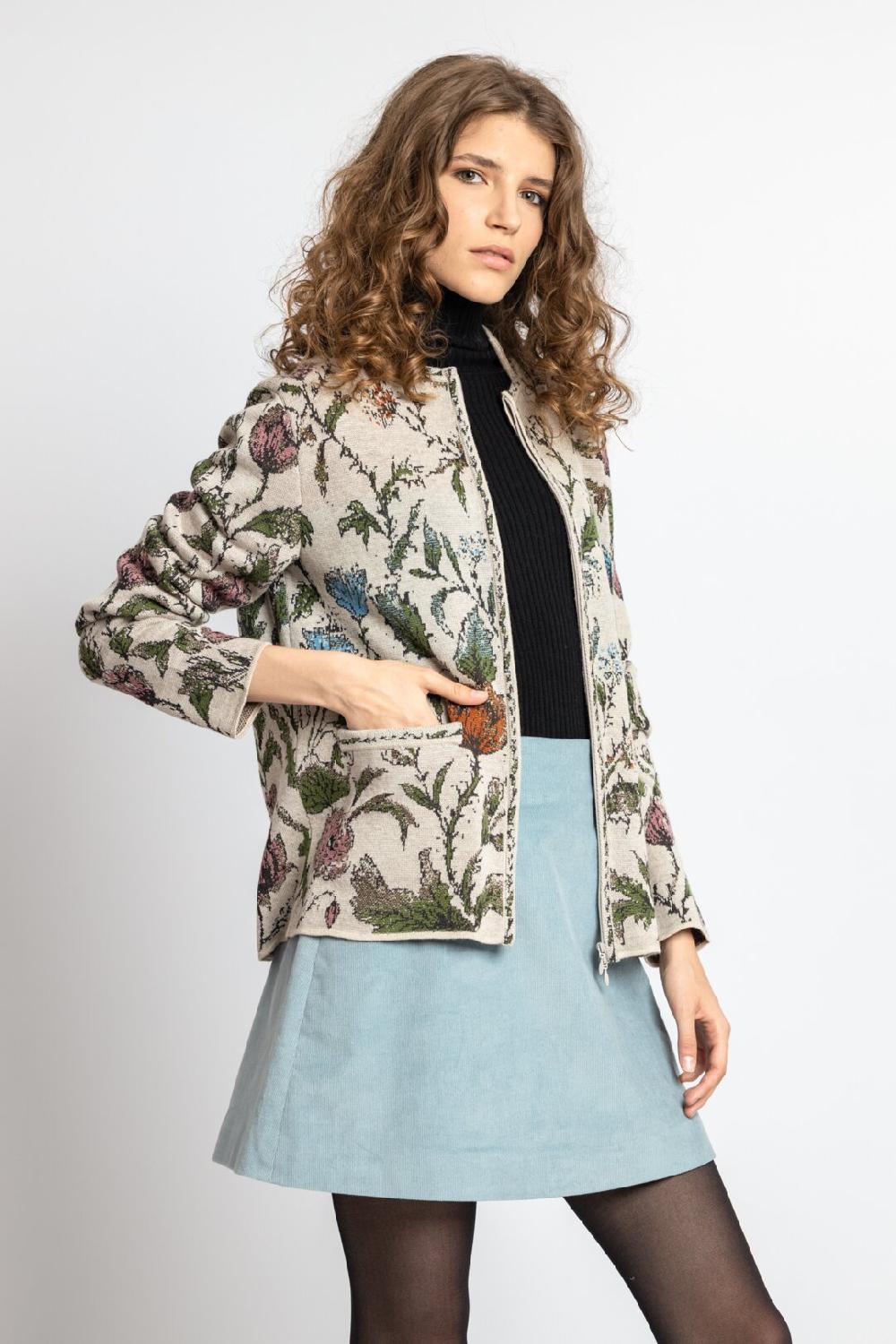 ivko woman Jacquard Jacket Floral Pattern Off-White