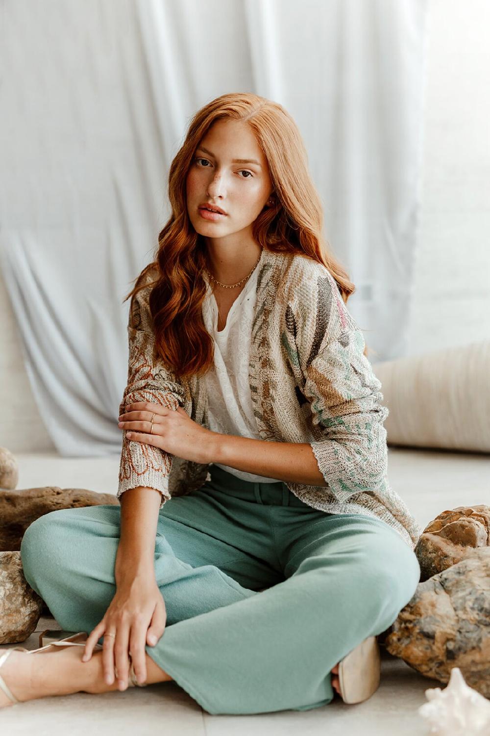 ivko woman Printed Coatigan Sea Shell Motif Off-White