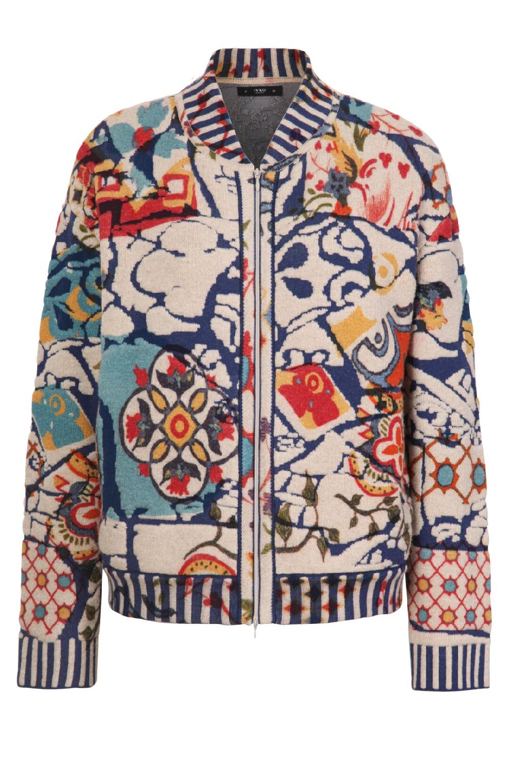 Ivko Woman Printed Jacket Trencar Pattern Off-White