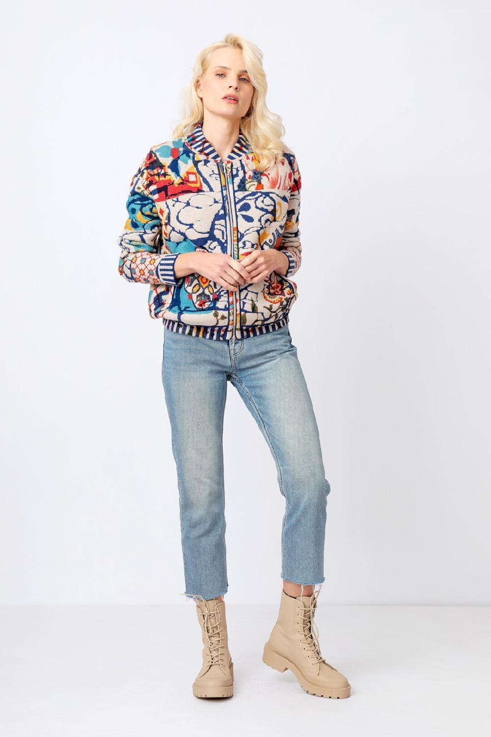 Ivko Woman Printed Jacket Trencar Pattern Off-White