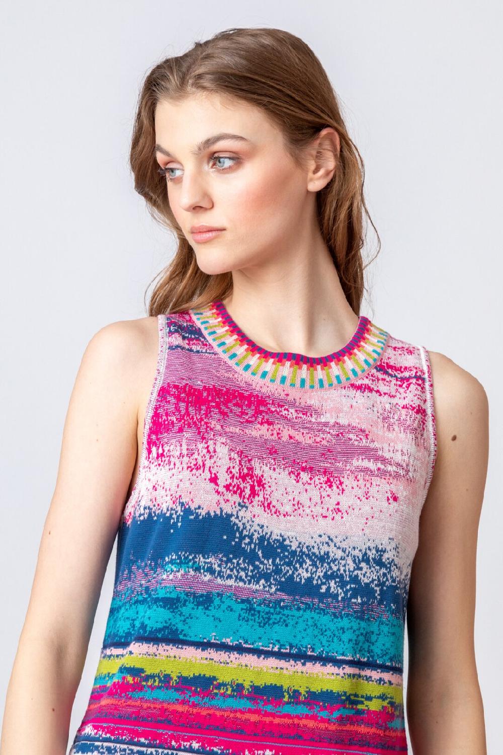 Ivko Woman Sleeveless Dress Stripe Pattern Off-White