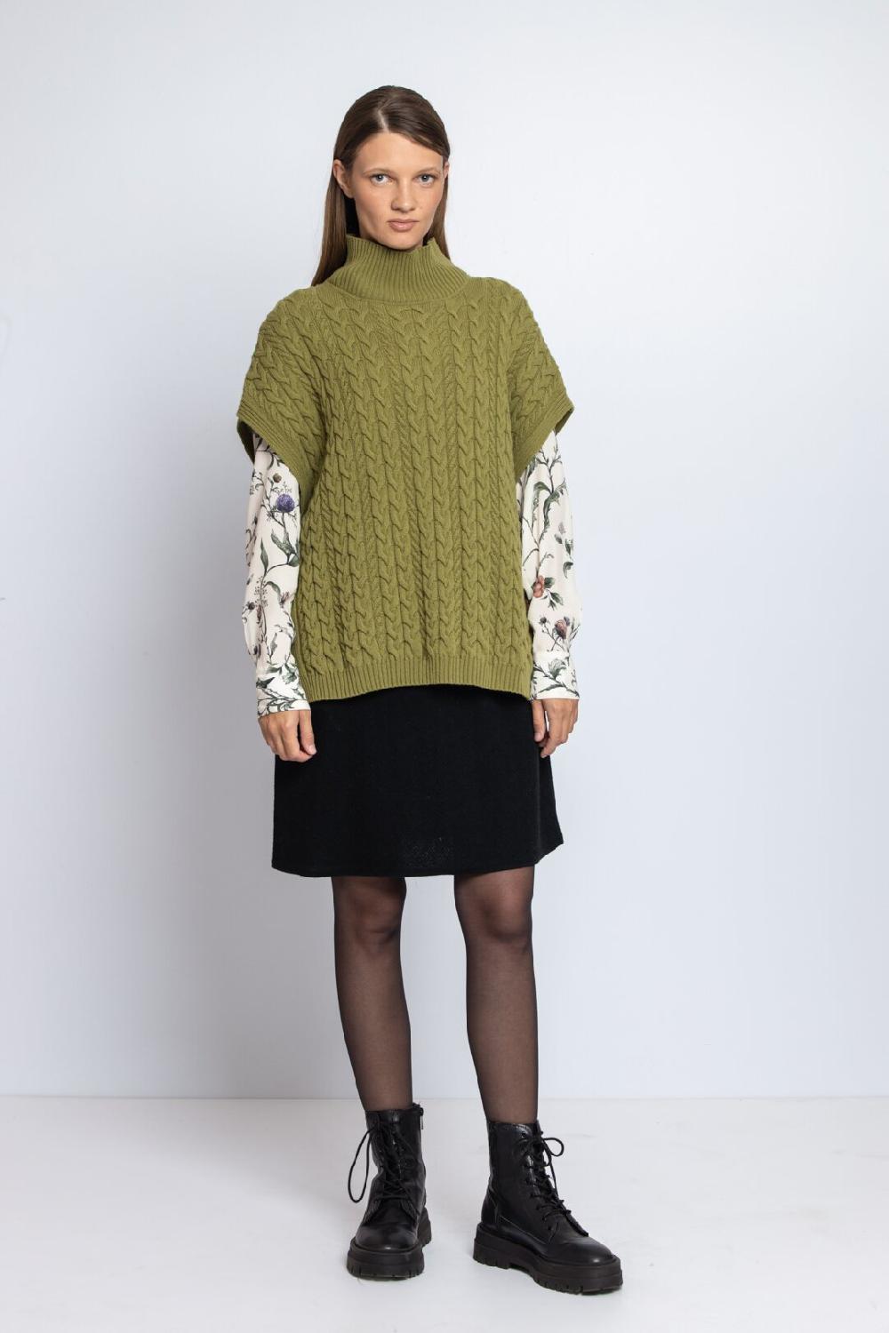 Ivko Woman Sleeveless Pullover Structure Pattern Green